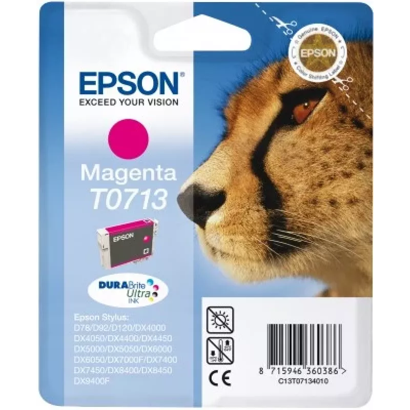 Epson Cheetah üksikpakend magenta T0713 DURABrite Ultra tint, magenta, Pigmentpõhine tint, 1 tk