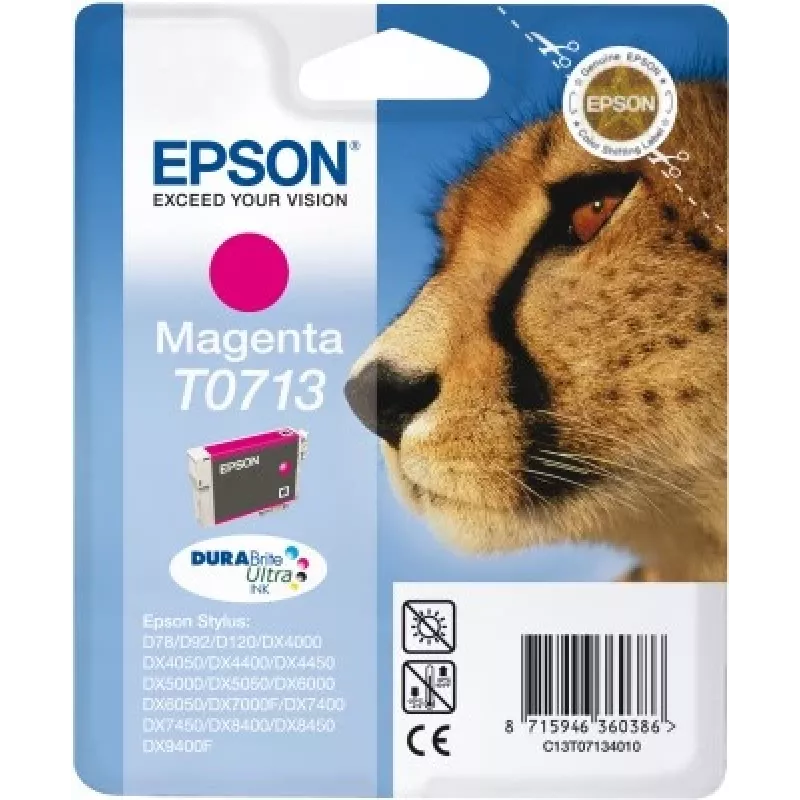 Epson Cheetah üksikpakend magenta T0713 DURABrite Ultra tint, magenta, Pigmentpõhine tint, 1 tk
