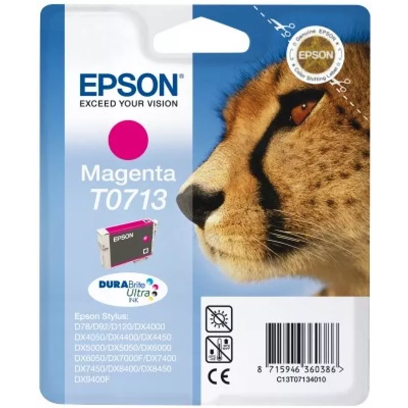 Epson Cheetah üksikpakend magenta T0713 DURABrite Ultra tint, magenta, Pigmentpõhine tint, 1 tk