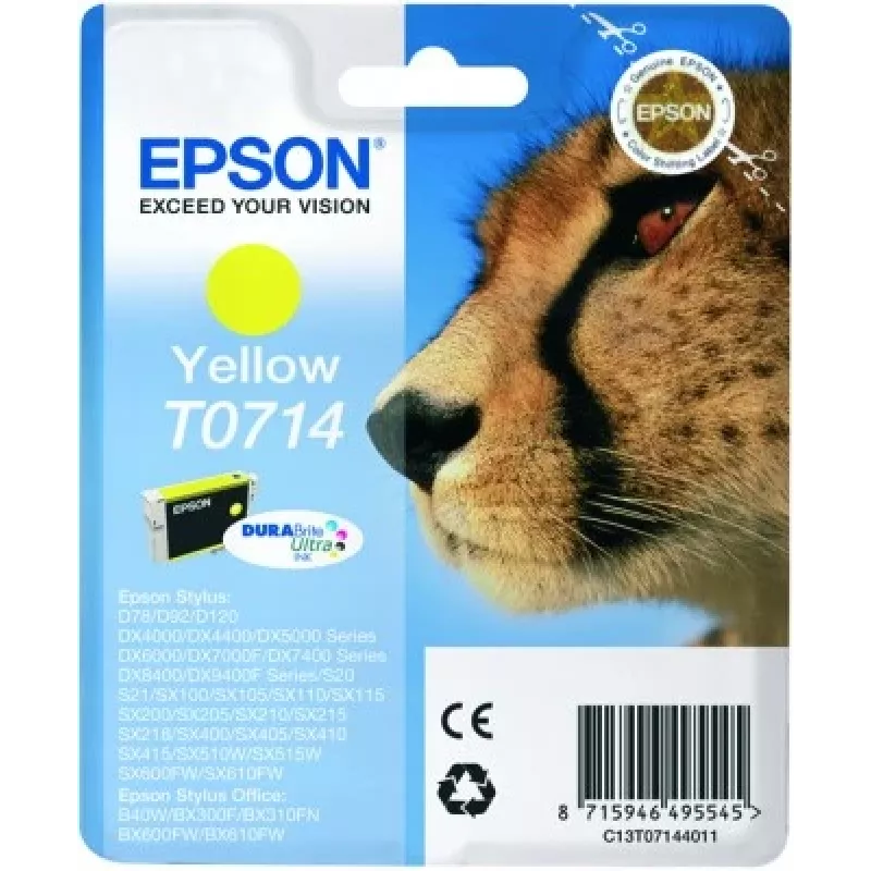Epson Cheetah Singlepack kollane T0714 DURABrite Ultra tint