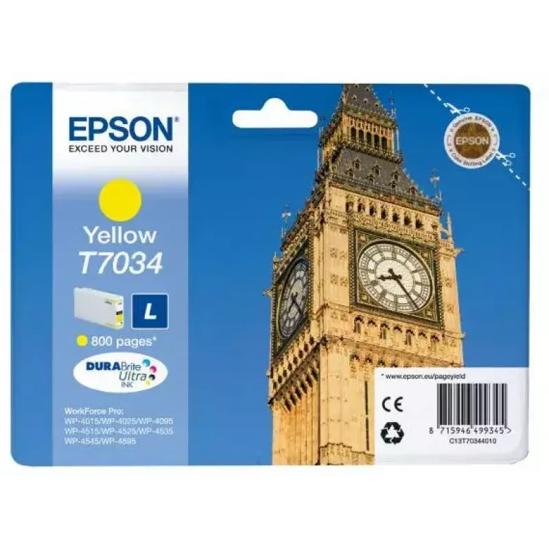Tindikassett EPSON C13T70344010 Kollane 0.8k