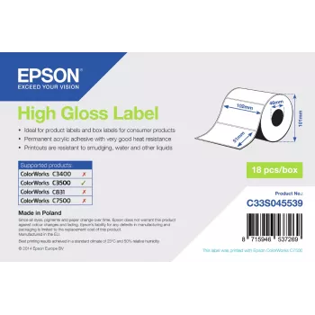 Epson High Gloss Label - stantsitud rull: 102 mm x 51 mm, 610 silti