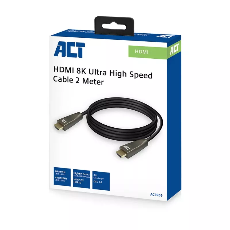 ACT 2 meetrit HDMI 8K ülikiire kaabel v2.1 HDMI-A-pistik - HDMI-A-pistik