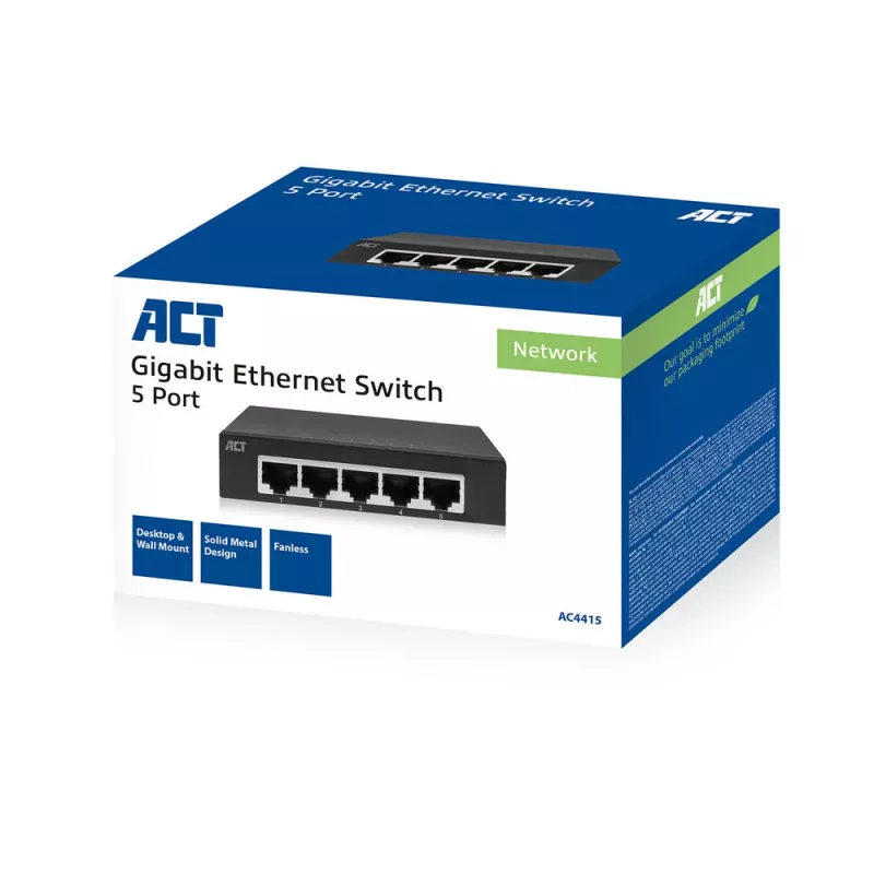 Mittejuhitav kommutaator ACT AC4415 Gigabit Ethernet 5 porti 10 Gbit/s