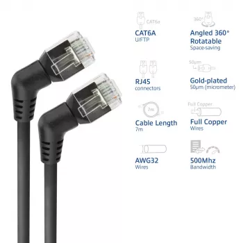 Võrgukaabel ACT DD1907 Cat6 U/FTP (STP) 7 m, RJ-45–RJ-45, kullatud kontaktid, must