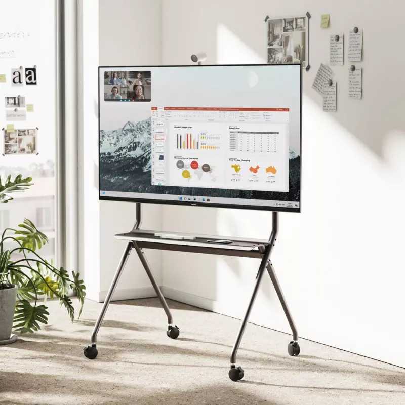 ACT mobiilne TV/monitori põrandastatiiv, 50–86 inch, VESA, 127 cm (50 tolli), 2,18 m (86 tolli), 200 x 200 mm, 800 x 600 mm, alumiinium, plast, teras, hall