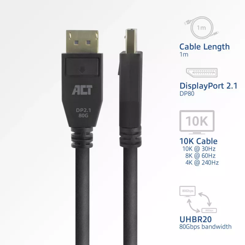 ACT AK4081 DisplayPort kaabel 1 m Must