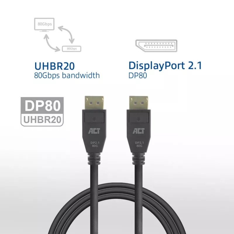 ACT AK4082 DisplayPort-kaabel 2 m Must