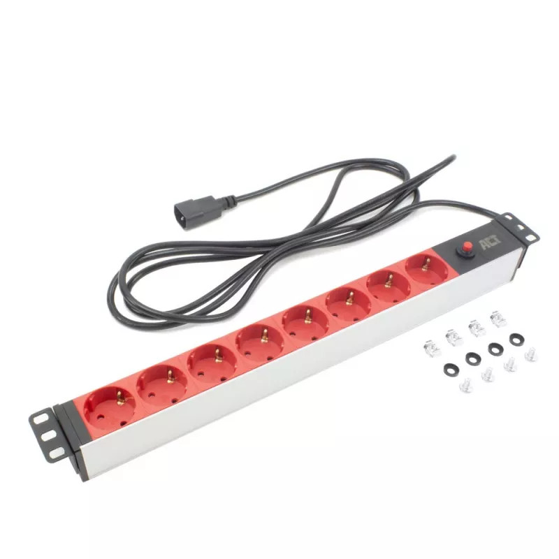 Toitejaotusseade ACT PD3004 19-tolline C14 IEC60320 8 F-tüüpi pistikupesaga, 3 m H05VV-F 3G1.0, 230 V 10 A