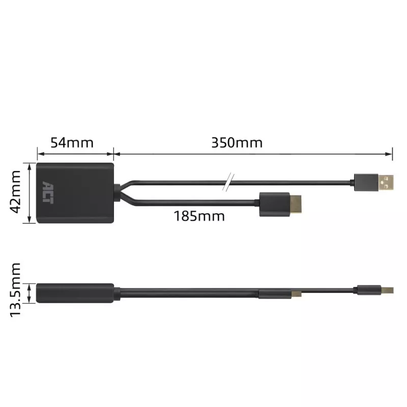 ACT AC7536 videokaabli adapter 0,24 m HDMI + USB DisplayPort Must