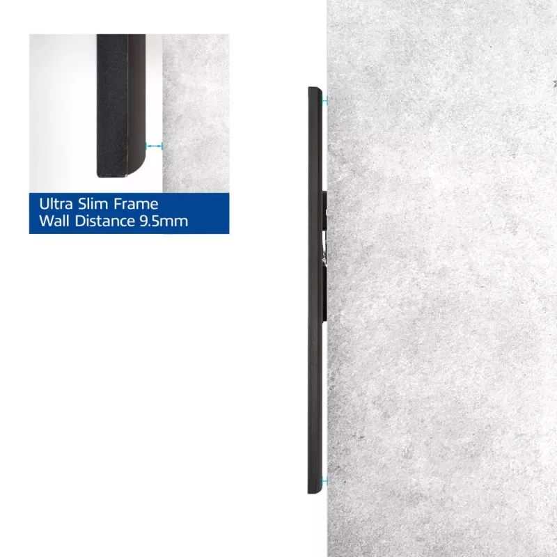 ACT fikseeritud TV seinakinnitus AC8356 37–80-tollistele teleritele, üliõhuke, VESA 200x200–600x400, 75 kg kandevõime, 9,5 mm seinakaugus, must
