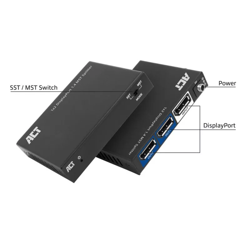ACT 1x2 DisplayPort 1.4 MST jaotur