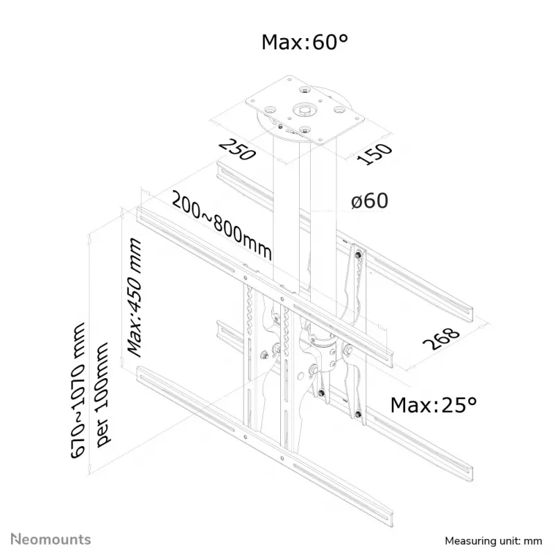 Neomounts PLASMA-C100D kahepoolne monitori-/telerikinnitus lakke 37-75 tolli - k 67-107 cm