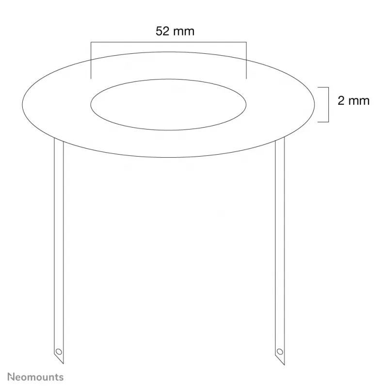 Neomounts FPMA-CRS5 laekate - läbimõõt 52 mm, hõbedane, teras, lagi, FPMA-C100, FPMA-C100SILVER, 2 mm, 5,2 cm