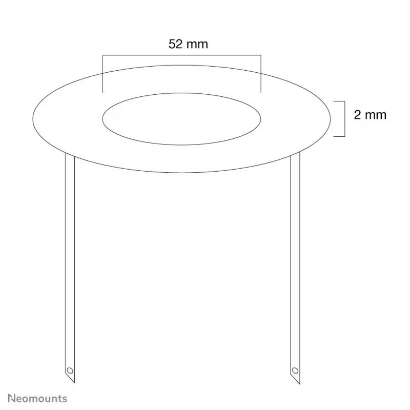 Neomounts FPMA-CRW5 laekinnituskate - läbimõõt 52 mm, valge, teras, lagi, FPMA-C100, FPMA-C100SILVER, 2 mm, 5,2 cm