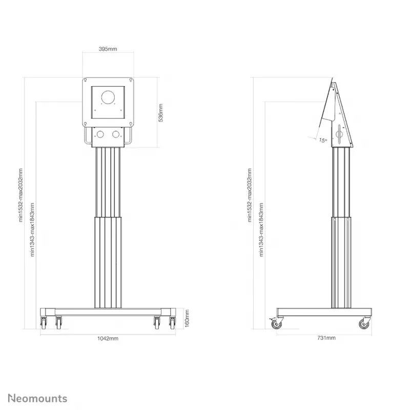 Neomounts NM-HUB2LIFTSILVER TV-käru kuni 50 tolli – motoriseeritud