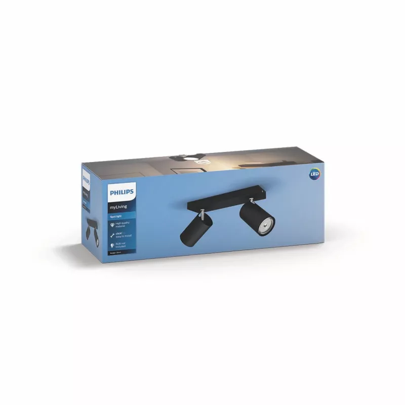 Lae-/seina prožektor Signify Philips myLiving Kosipo 2x GU10 LED 220-240V IP20 must