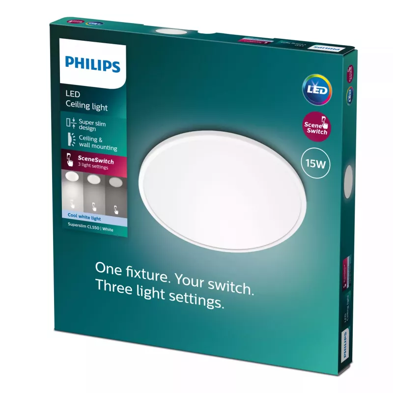 Laelamp Philips Functional Super õhuke 15 W LED, ümmargune, 250 mm, 220–240 V, valge