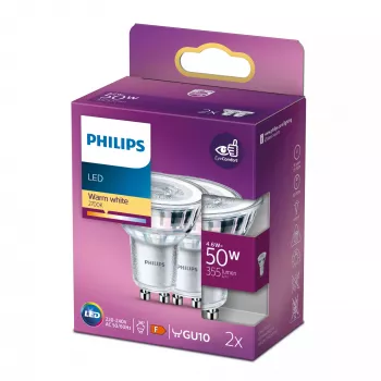 Philips Spot 50W PAR16 GU10 x2, 4,6 W, 50 W, GU10, 355 lm, 15000 h, Soe valge