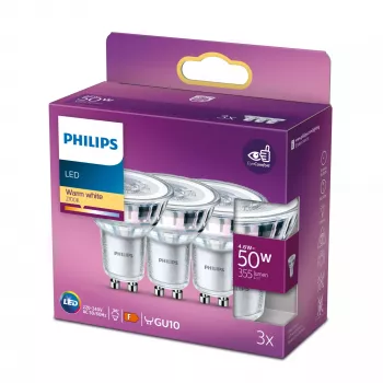 Philips LED Spot PAR16 GU10 4,6W 355lm 2700K Soe Valge 3-Pakend