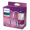 Philips Filament Bulb Clear 40W A60 E27 x2, 4,3 W, 40 W, E27, 470 lm, 15000 h, Soe valge