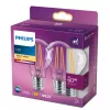 LED hõõgniidiga pirn Philips A60 7 W (võrdväärne 60 W) E27 läbipaistev 2700 K, 2 tk pakendis