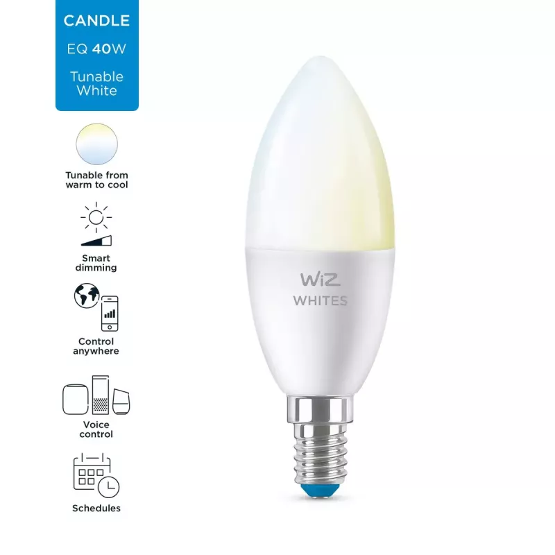 Nutipirn WiZ Candle 40 W C37 E14 Wi-Fi Valge