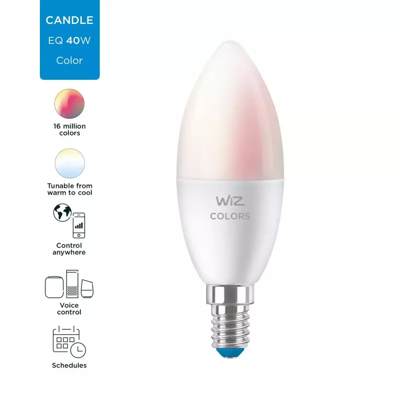 Nutipirn WiZ Candle 40 W C37 E14 Wi-Fi Valge Energiaklass F