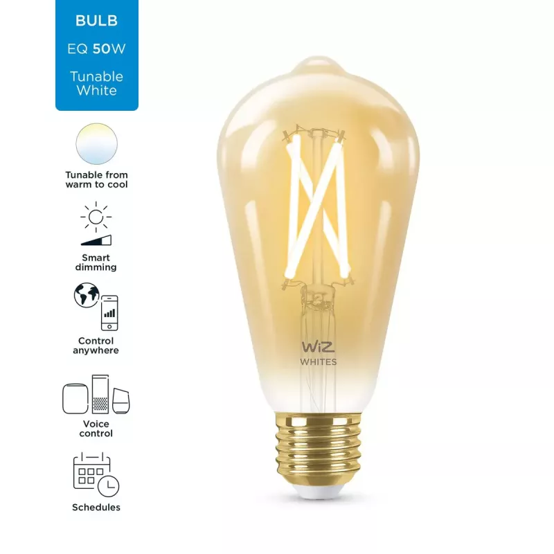 Nutipirn WiZ Filament Bulb merevaik 6,7W ST64 E27 Wi-Fi kuldne