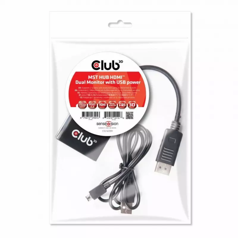 CLUB3D Multi Stream Transport Hub DisplayPort 1.2 HDMI-ga kahe monitori jaoks