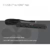 CLUB3D 7-1 USB-C–HDMI-jaotur — juhtmega, Gigabit Ethernet, must, 136×34×94,5 mm