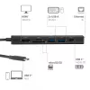 CLUB3D 7-1 USB-C–HDMI-jaotur — juhtmega, Gigabit Ethernet, must, 136×34×94,5 mm