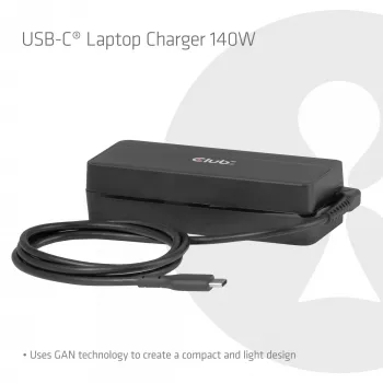CLUB 3D USB-C sülearvuti laadija 140W, vahelduvvoolutoide, universaalne ühilduvus, 1 m kaabel, must
