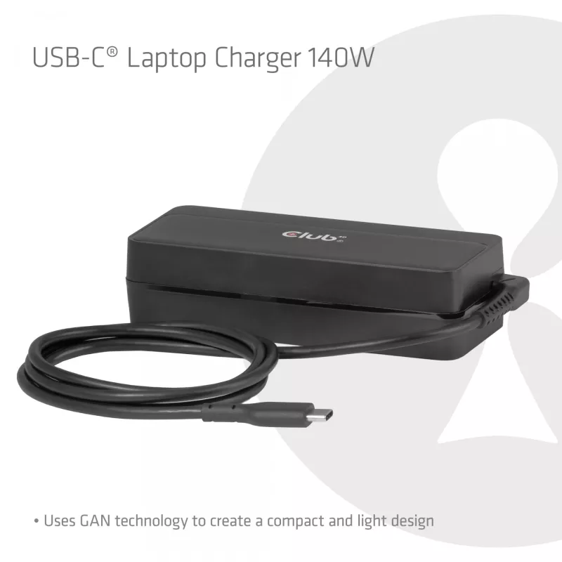 CLUB 3D USB-C sülearvuti laadija 140W, vahelduvvoolutoide, universaalne ühilduvus, 1 m kaabel, must