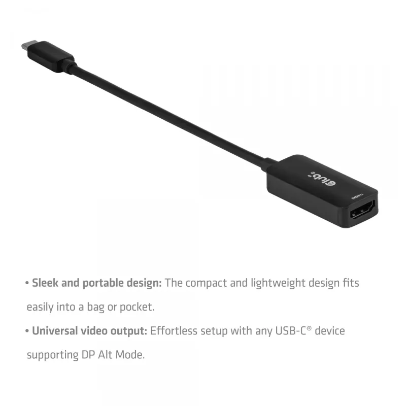 USB-C HDMI 2.1 adapter Club 3D CAC-2505 — 8K@60Hz, USB USB-C HDMI + USB, 0,12 m