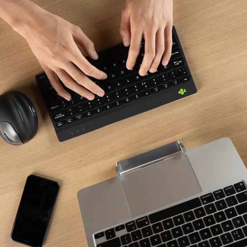 R-Go Tools Ergonoomiline klaviatuur R-Go Compact Break, kompaktne klaviatuur pausitarkvaraga, AZERTY (FR), Bluetooth, must
