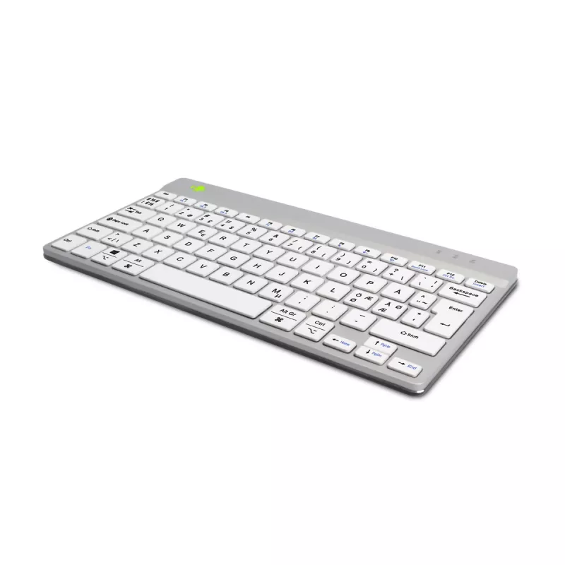 R-Go Tools Ergonoomiline klaviatuur R-Go Compact Break, kompaktne klaviatuur pausitarkvaraga, QWERTY (NORDIC), Bluetooth, valge