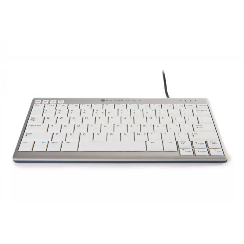 BakkerElkhuizen UltraBoard 950 BE Azerty, Mini, Juhtmega, USB, Käärikklahvlüliti, AZERTY, Helehall, Valge