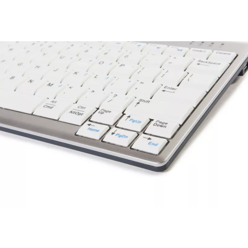 BakkerElkhuizen UltraBoard 950 BE Azerty, Mini, Juhtmega, USB, Käärikklahvlüliti, AZERTY, Helehall, Valge