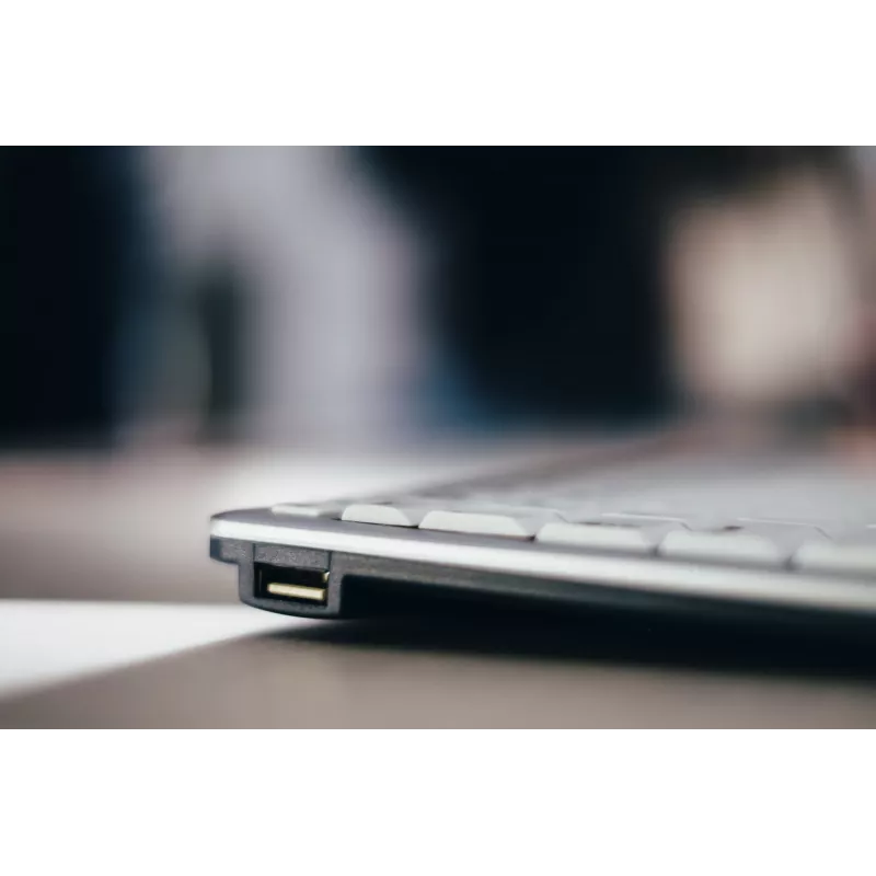 BakkerElkhuizen UltraBoard 950 BE Azerty, Mini, Juhtmega, USB, Käärikklahvlüliti, AZERTY, Helehall, Valge