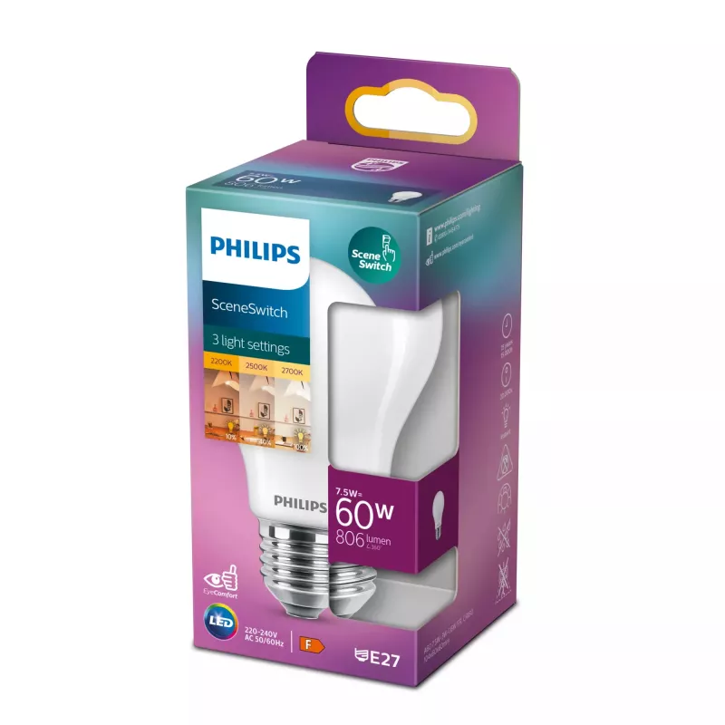 Philips Bulb 60;30; 16 W A60 E27 7.5 W Soe Valge 806 lm