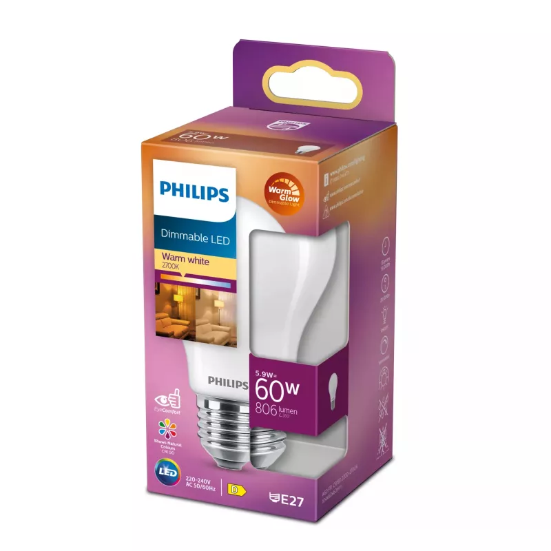 LED lamp Philips Warm Glow E27 806 lm dimmiv CRI 90