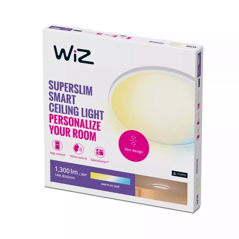 Nutikas laevalgusti WiZ Superslim Ceiling 14 W Wi-Fi/Bluetooth valge