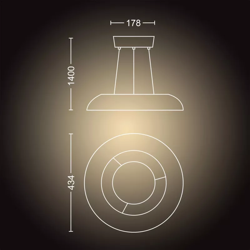 Nutikas rippvalgusti Philips Hue Valge ambience Amaze — Bluetooth, 24 V, 434×77 mm, valge