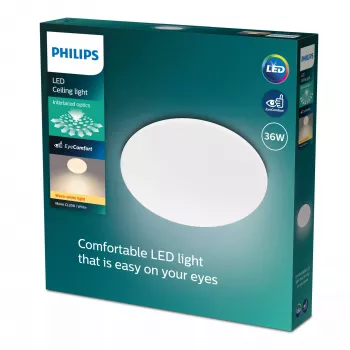 Laelamp Philips Functional Moire 36 W LED, valge, ümmargune, mittevahetatavad pirnid, 220–240 V