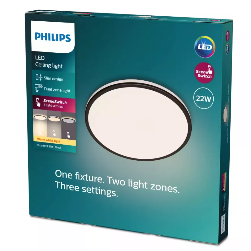 Philips Functional Ozziet laelamp 22 W, LED, mittevahetatav pirn(id), 2700 K, 2300 lm, IP20, must