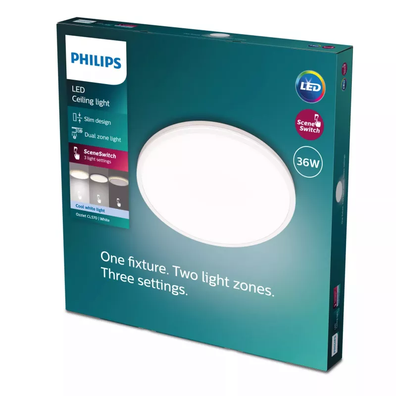 Laevalgusti Philips Functional Ozziet 36 W LED, ümmargune 500 mm, valge, fikseeritud sisseehitatud lamp