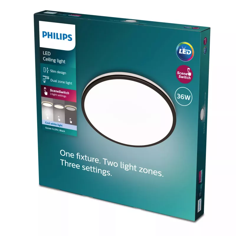 Philips Functional Ozziet laelamp 36 W, LED, mittevahetatav(ad) pirn(id), 4000 K, 4100 lm, IP20, must