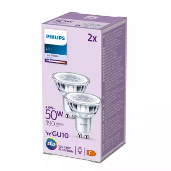 Philips Spot 50W PAR16 GU10 x2, 4,6 W, 50 W, GU10, 390 lm, 15000 h, Külm valge