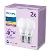 Philips Pirn 40W A60 E27 x2, 4,9 W, 40 W, E27, 470 lm, 15000 h, Soe valge